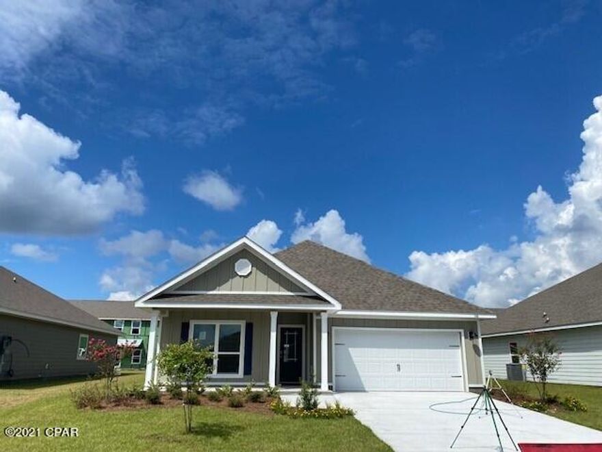 The Rhett is a 4 bed, 2 bath home located in Bridge Harbor! As you enter this home,  you will find 9' ceilings, luxury vinyl plank flooring throughout the main areas and carpet in the bedrooms.  The kitchen has a center island, walk-in pantry, and Whirlpool stainless steel appliances. The kitchen is also open to the living and dining area making this home perfect for entertaining. Bedroom 1 features a nice master bath with a walk-in closet, garden tub, and separate shower. A quick drive to the sugar sand beaches but located in a quiet setting away from the hustle and bustle. Bridge Harbor is a great community for families of all sizes. Conveniently located near shopping, dining, and Tyndall Air Force Base - this community is the perfect place to call home! Pictures, photographs, floor plans, elevations, features, colors and sizes are approximate for illustration purposes only and will vary from the homes as built. Home and community information including pricing, included features, terms, availability and amenities are subject to change and prior sale at any time without notice or obligation. For move-in/completion estimates: ready dates are estimates only. Timing of completion of construction and buyer move-in are subject to contingencies contained in home purchase agreement and governing jurisdictions issuance of a certificate of occupancy and may change due to forces majeures and other delays or disruptions outside the reasonable control of the Builder.