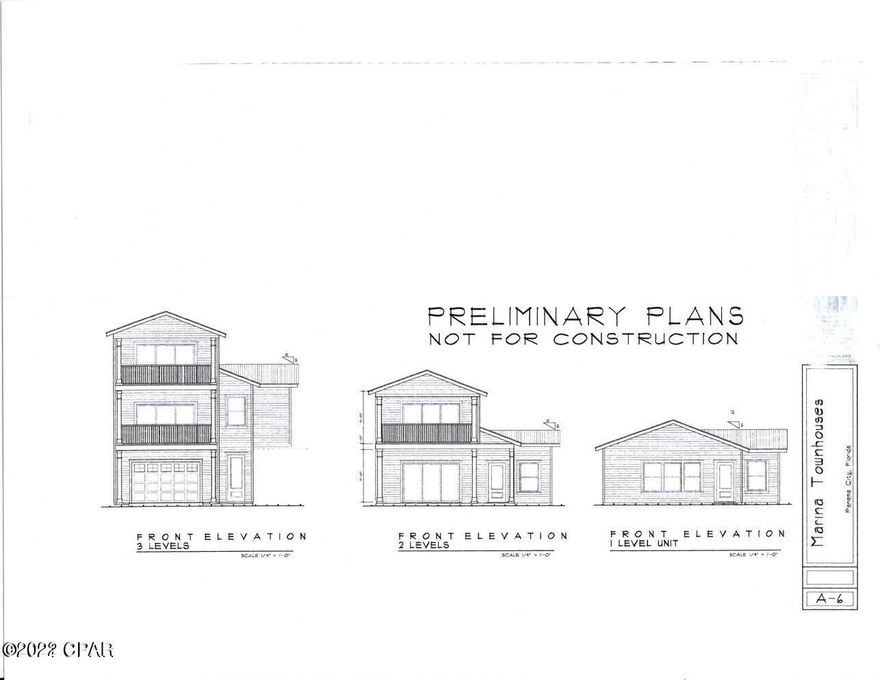 Disclaimer: The photos are a prime EXAMPLE of the home you can have built. These homes are not for sale in the photos as they are OCCUPIED. The price is for a New Construction fully completed waterfront home. 3 stories with elevator capabilities if you choose. A small section of wall off the laundry attaches to the adjoining home. The large balconies have magnificent westerly sunset views over Watson Bayou.The home boasts an upper floor master with forever sunset views. The middle floor  accommodates the kitchen overlooking the bayou and two guest rooms with full bath. The dining and living rooms all look out over the Privately Owned Marina and Bayou.