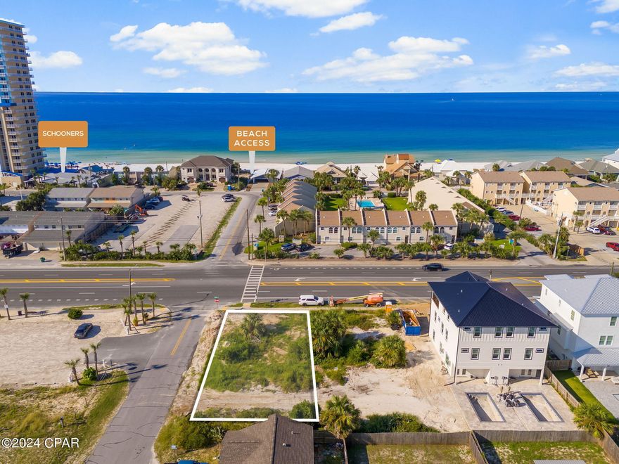 'CURRENTLY UNDER CONTRACT, SELLER ACCEPTING BACKUP OFFERS' Prime opportunity awaits with this vacant land zoned C1, allowing for the construction of a stunning 3-story duplex or single family house. Just steps away from beach access and schooners (350 feet), this cleared lot in unincorporated Bay County offers the perfect canvas for your vision. Water, sewer, and gas are readily available, alongside a survey and builder plans, making this 50x110 lot a developer's dream. Located in flood zone X. The seller will not sell this lot separately; it must be purchased with 5233 Thomas Drive. All information should be verified by buyer if important.