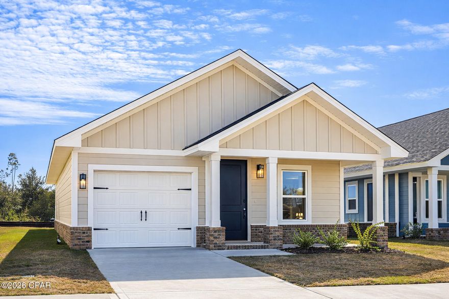 Beautiful new construction home in the desirable Parkbrook community! This thoughtfully designed 1,365 sq ft home offers 3 bedrooms and 2 bathrooms with an open, functional layout. Durable Hardie® Board Plus siding provides long-lasting curb appeal, while Coretec flooring enhances all main living and wet areas, complemented by plush carpet in the bedrooms for added comfort. Images are a.i. enhanced.

The kitchen and bathrooms feature elegant quartz countertops, offering both style and durability. Enjoy the convenience of a full irrigation system and the added lifestyle benefit of being within walking distance to Majette Park.

Quality construction, modern finishes, and a prime location make this home an exceptional opportunity--schedule your showing today!