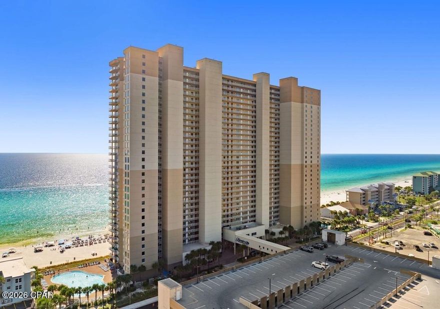 SMART LAYOUT, SWEET-SPOT FLOOR, EXPANDED GULF VIEWS! Located in Building 2 at Tidewater Beach Resort, Unit 716 sits on one of the most loved floors in the complex, high enough for stunning Gulf views, yet low enough for easy access and a comfortable connection to the beach below.
In fact, the current owners love this floor so much, they are retaining another unit on this same level for personal use.

This 817-square-foot Unit K floor plan is one of the most efficient of the one-bedroom, two-bath layouts with a bunk area, and it lives exceptionally well.  The intelligently designed layout includes; Bunk area with adjacent full bath immediately upon entry, Private primary bedroom with ensuite bath, Open-concept kitchen, dining, and living area and a Gulf-front balcony with a distinctive angled design.
Unlike many balconies in the building, this floor plan features a uniquely slanted side wall, eliminating the boxed-in retaining wall effect and opening up a broader, more dynamic view of the coastline. The result is a panoramic Gulf experience that feels larger than the footprint suggests.  The owners have updated much of the unit over their years of ownership including several updates in 2024; a new refrigerator, sleeper sofa, washer and dryer and a 65'' TV for the living room. Fully furnished and rental-ready, this is a streamlined, turnkey investment opportunity providing the systems, layout, and amenities today's short-term rental guests expect.
Residents and guests alike enjoy access to one of the most comprehensive amenity packages on the west end of Panama City Beach. Amenities include: 2 Lagoon-style swimming pools, hot tubs, heated indoor pool,  Roman spa, sauna, game room, poolside Tiki Bar, movie theater, on-site gift shop, direct beach access and optional chair and umbrella beach rentals.   
Resort amenities set the stage, but location is what defines the experience -- and Tidewater's placement on the desirable west end of Panama City Beach delivers the perfect balance of access and escape. 1 mile to Pier Park, home to 120+ shops, restaurants, and entertainment venues. 0.8 miles to Aaron Bessant Park offering 70 acres of green space, walking trails, amphitheater, and a free summer concert series. 0.6 miles to PCB Dog Beach, ideal for owners traveling with pets.  
Convenience is key at Tidewater, and Unit 716 benefits from the property's dedicated multi-level covered parking garage with elevator access and a protected walkway leading directly to the building. Easy arrivals, simple unloading, and no traffic crossings make this floor especially attractive for repeat guests and owners alike.
Set against the backdrop of Panama City Beach's signature emerald waters, this Gulf-front residence delivers the lifestyle owners dream of and the performance investors demand.