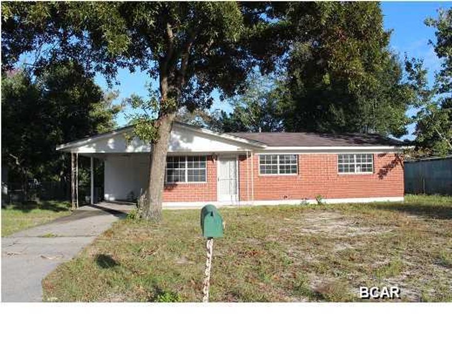 This is a three bedroom one bath home that has been well taken care of. The home has terrazo flooring and has had some upgrades and recently painted. The home is block and brick construction with wood trim. Nice size 75x122 yard with the back yard fenced in. There is also a rear ally for access to the back yard. There is also a city park at the end of the street that offers baseball fields, soccer and football fields and a park. The neighborhood is just down the street from WalMart, shopping, and restaurants.
