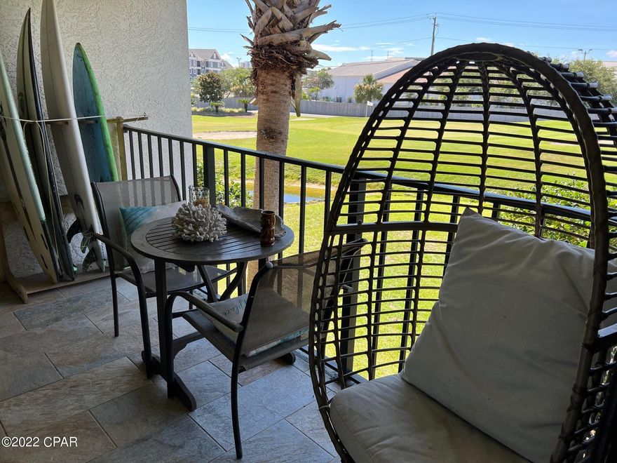 This spectacular Edgewater Villa has been well maintained and has many quality upgrades throughout. The kitchen has beautiful granite counter tops, newer appliances and warm maple cabinets. The large living, dining and bedroom areas have gorgeous hardwood flooring and the master bathroom has been renovated, complete with a new tile shower. Last year, the AC was replaced. This stylish Villa sits right on the Golf Course, has a picturesque view of the scenic pond and is steps away from the private Villa pool. Edgewater is a Gated Resort, which offers Golf, Tennis, Shuffleboard, a Spa, Fitness Center, an Aerobics Room, 11 Swimming Pools, including a Polynesian Lagoon Style pool. There is also a Kids Club and a Splash Pad. This is the perfect vacation spot, primary residence or second home.