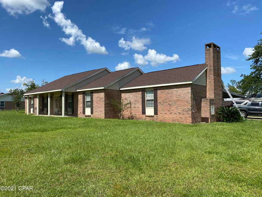 3 bedroom, 2 bathroom brick home in quiet neighborhood. This home features a spacious updated kitchen with large breakfast bar, wood cabinets, granite counter tops, and commercial refrigerator. There is a wood burning fireplace in the dining area, There are laminate hardwood floors throughout the living. The bathrooms have both been updated with new tiles shower in master and new shower insert in additional bathroom and both with new vanities. There a french doors that lead to the screened in porch. The backyard is privacy fenced in and features a salt water pool with new liner (1 year old). There are also 2 nice yard buildings that convey with the property. The roof was replaced after Hurricane Michael.