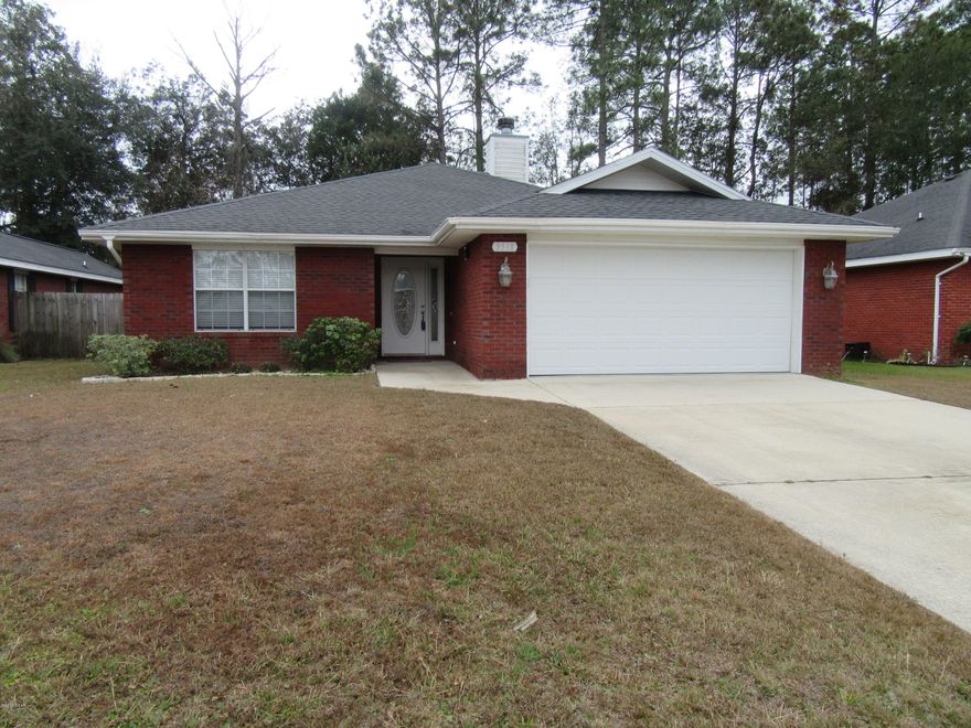 This 3 bedroom, 2 bath contemporary ranch is all BRICK, double garage, tile baths, kitchen tile, Foyer tile, fireplace, sprinkler system, sodded yard, great room with 10' ceiling, master bedroom with vaulted ceiling with large walk in closet, kitchen has breakfast bar and pantry. All property sizes and ages are approximate, please measure and/or verify if important. 

School assignments are subject to change, please check with Bay County for most accurate information.

Deposit is the same as the rent. Pets allowed (no cats) with owner approval and NON REFUNDABLE pet fee applies per pet. Breed restrictions apply.