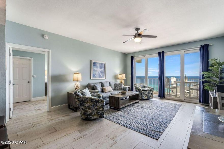 Currently under contract, seller will consider backup offers. Welcome to this beautifully decorated, fully furnished and turnkey ready condo at Laketown Wharf. The condo boasts stunning Gulf front views from the spacious living area, balcony, and main bedroom. This beautifully redone condo boasts tiled floors throughout, and beachy furnishings.

The main bedroom features a king size bed, walk-in closet, access to the balcony, and a huge en-suite bathroom with double sink vanity, garden tub, and walk in shower. The second bedroom has a king-size bed, and the bunk room has twin size bunk beds, both rooms overlook the lake and they share a bathroom. The kitchen is fully equipped with new Stainless appliances, granite countertops, lots of cabinet space and an island. Additionally, there is a stacked washer and dryer in a separate utility closet. 

Investors will appreciate the phenomenal opportunity this unit offers, and guests can enjoy the endless amenities of Laketown Wharf, including five pools, a children's ''funscape'' playground, a state-of-the-art fitness center, covered parking, mini golf, nightly Fountain & Light Shows at the on-site Lake. They can explore the 52,000 sqft of Boardwalk frontage with its many market shops and restaurants. Laketown Wharf is just minutes away from the best attractions and shopping in PCB.