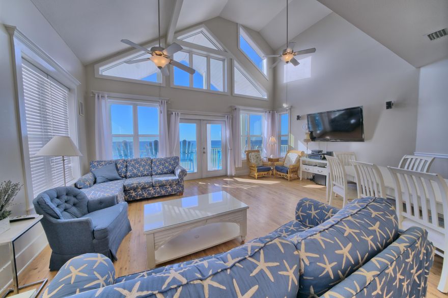 One of the most striking beach front homes in Panama City Beach with 9 bedrooms (plus loft) and 7 baths. Located on the highly desired west end in the La Valencia Neighborhood which includes 2 pools, tennis court and club house. This practical floor plan is divided into two separate homes with their own individual entries. First floor is four bed three bath with a master and full kitchen with huge ocean views and large ocean front balcony with direct beach access. The 2nd and 3rd floor is a five bedroom four bath plus a loft, master, full kitchen, ocean front balcony, and direct beach access. Great for large families, corporate parties and vacation rental. Currently has reservations on the books