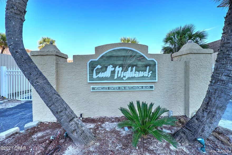 A beautiful townhouse located in one of the most well known, family friendly resorts on Panama City Beach!!!   This townhouse comes FULLY FURNISHED!!!  Gulf Highlands is a gated community with full time security.  Amenities include:  11 swimming pools, a private beach access, a beach clubhouse, 4 tennis courts, miniature golf, shuffleboard, fully equipped gym and reserved parking!!!