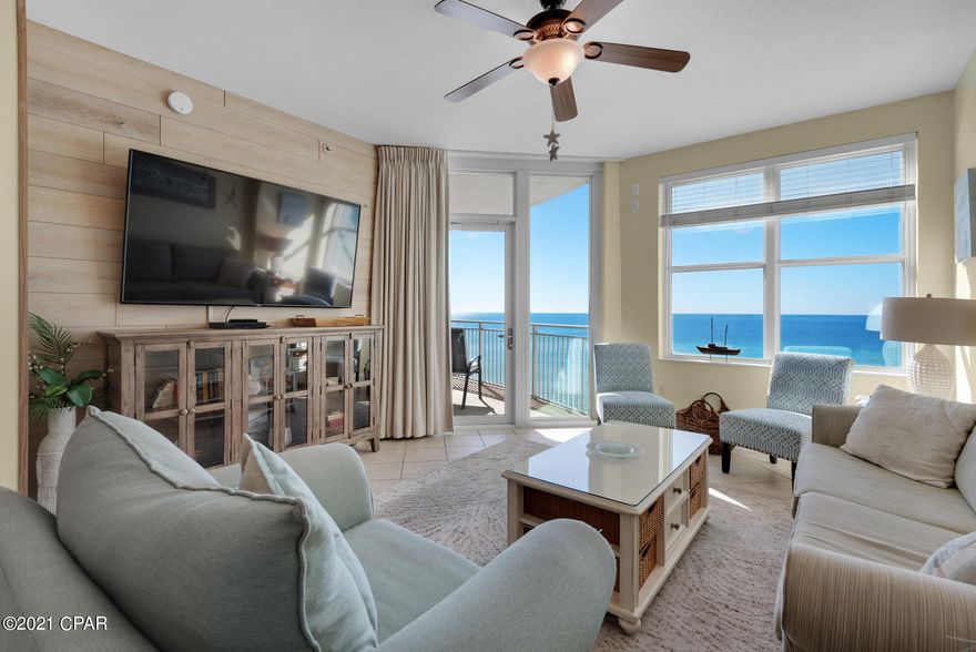 Aqua's beautiful architecture and central location, make it one of the most sought after condos on the beach. AQUA 610 BRINGS AN EXCELLENT ROI WITH OVER $50K BOOKED FOR 2021 and already booking well into 2022. On a desirable lower floor with one of the most popular floor plans and 9' ceilings.  Direct access to the balcony overlooking the Gulf Coast from both the living room and the floor to ceiling, wall to wall windows and sliding door in the master bedroom. Walking distance to Pier Park, Gulf World, Restaurants and much more.  Recent updates include recessed lighting in the kitchen and entry, glass and marble backsplash, sun-washed ship lap feature wall, and barn door for bunk privacy.  New in 2020: Washer & Dryer, Microwave, Water Heater, 70'' TV, and Composite Patio Swivel Chairs.