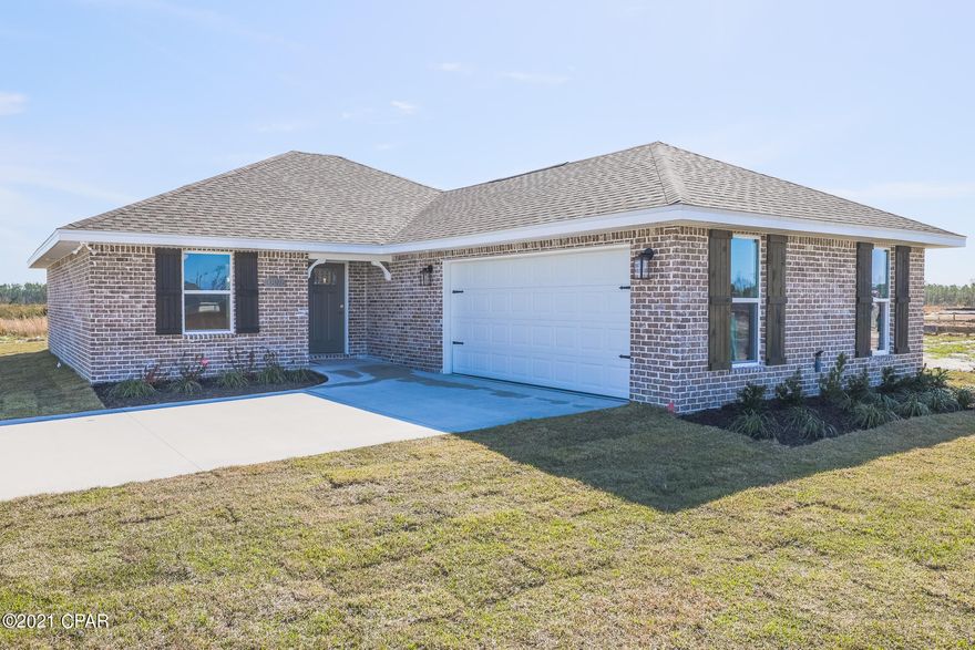 OPEN HOUSE SUNDAY 28TH 11 - 3 PM.  Age, Sq ft, Lot & Room sizes are approximate.  Your GPS may not have this location it is so NEW.  One of Bay County's newest subdivision developed by St Joe.  Underground utilities, sidewalks, brick constructed homes.  This home will be 4 bedrooms, 2 baths with split bedroom plan.  Spacious floor plan.  It will have 9' ceilings, Bedrooms carpeted, LTV flooring elsewhere, Tile shower in Master Bath, Stainless Steel appliances, Granite tops, Low E windows, 14 SEER HVAC heat pump, 35 Year shingles with lifetime algae warranty!  ENHANCED HURRICANE FEATURES!  If you get in early you may make your own selections!  This home will also qualify for first home buyer assistance through RehouseBay. Go online or call your Realtor for more info!