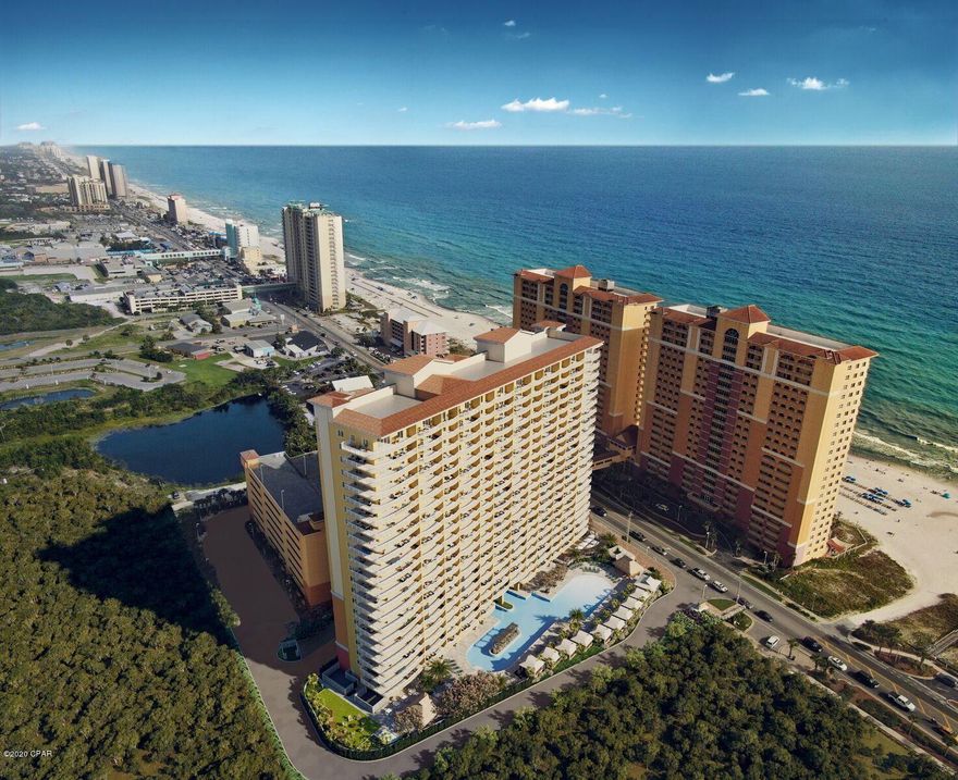 First pre-construction condos in Panama City Beach in 10 years! Adjacent to Pier Park and a quick walk to City Pier.  Luxury interiors w/stainless-steel appliances, quartz counters, 9 ft. ceilings and 10 ft. wide balconies.  Amenities include lagoon-style pool, fitness center, snack bar and parking garage.  (Interior photos are from the model units and not this unit)