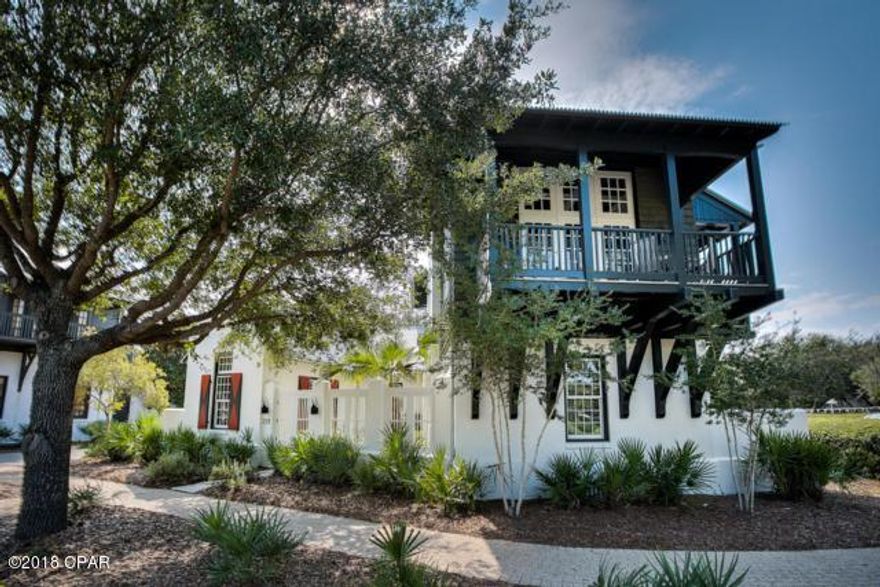 Amazing home in Rosemary Beach! Expansive views overlooking East Long Green. Ideal location! Steps from the world class Racquet Club, year-round Sky Pool and Fitness Center. Just east of the bustling town center shops and restaurants and a short stroll down the shaded boardwalk to the Eastern Green and the beach. Built by renowned architect Eric Watson as his personal residence and features fine details throughout. The open floor plan on the second level maximizes the views and natural light with floor to ceiling windows. A true Carriage House over the two car garage includes a private bedroom and large living / dining area. The oversized outdoor space is perfect for entertaining with room for a pool. Never rented. A fantastic opportunity for a primary residence, second home or rental.