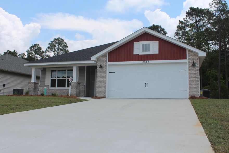 REDUCED REDUCED REDUCED!! Awesome price on this brand new craftsman home in Brentwood Place! The home is COMPLETE! A spacious 4 bedroom with a great floor plan. The kitchen features stainless appliances, granite counter tops, and breakfast nook. This is a split floor plan and the master bedroom has his and her closets and double vanity in the master bath. The other 3 bedrooms are spacious with large closets and one room is perfect for a home office or playroom. This location is very close to Tyndall Air Force Base and just a short drive to the beaches. The subdivision has NO homeowner's association fees and the builder includes a 1-year builder war