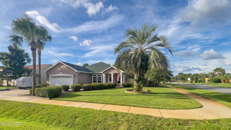 Price Reduced! Step into this stunning residence in the coveted Summerwood community, perfectly situated on a spacious corner lot adorned with lush, meticulously maintained landscaping. From the moment you arrive, the striking curb appeal sets the tone for what lies within. The roof was replaced in 2019.
This home is brimming with upgrades, starting with the chef-inspired kitchen, featuring stainless-steel appliances (refrigerator doesn't convey), elegant crown molding, and arched doorways and windows that add a touch of architectural flair throughout. The living room boasts a vaulted ceiling and the whole house has built-in speakers, creating the perfect atmosphere for a soothing Sunday morning or Friday night vibes.
Designed with privacy in mind, the split floor plan places the master suite in its own tranquil corner, complete with a luxurious en suite bathroom featuring double vanities, walk-in closet and linen closet, and a spacious walk-in shower with dual shower heads. Built in 2000 the builder used the latest system in home building utilizing Insulated Concrete Forms (ICF's), providing ultimate sound & temperature insulation and structural strength.
For those who love natural light, the stunning floor-to-ceiling glass patio room off the living room provides a seamless transition to the outdoors, bathing the space in sunlight. Step outside to your private backyard retreat, where a charming pergola covers a brick-paved sitting area, perfect for enjoying the view of the tropical landscaping, complete with a soothing stone waterfall. The property still has lots of outdoor space to grow if you'd like to add a pool!
Residents of Summerwood enjoy access to a community pool and clubhouse, well-maintained sidewalks for leisurely strolls, and a golf-cart-friendly environment. Plus, you're just a short walk from the beach and Pier Park. With low association fees, this move-in-ready home offers the ideal blend of luxury, convenience, and community living. Don't miss out on this exceptional opportunity—experience the immaculate beauty of this total package today!