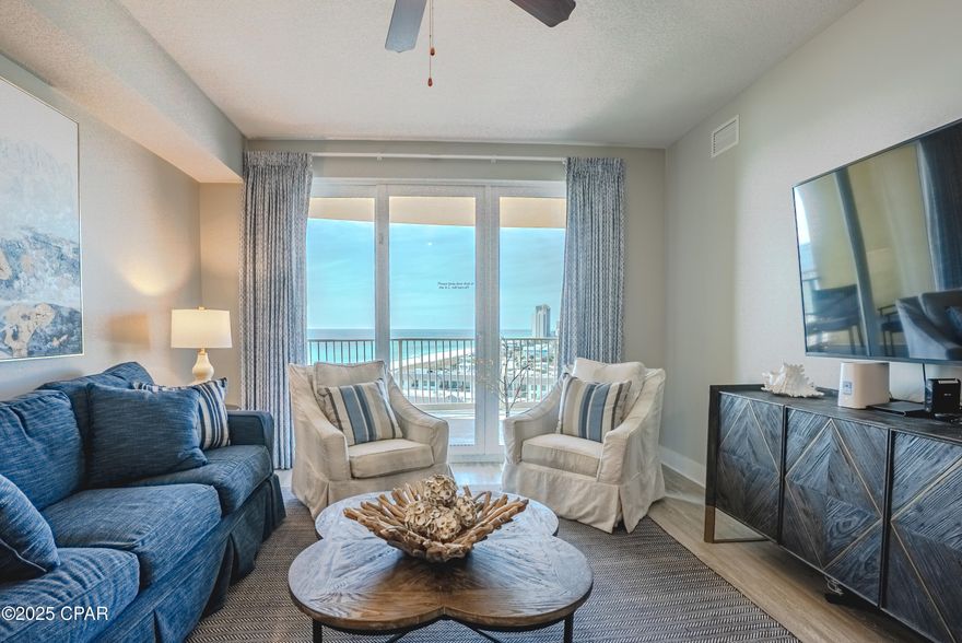 Welcome to your luxurious coastal retreat at Calypso Tower III! This beautifully furnished 3-bedroom, 2-bathroom condo features unobstructed Gulf views that create the perfect backdrop for relaxation. Enjoy breathtaking sunsets year-round from this exceptional unit.
Step inside to an inviting, upgraded interior complete with shiplap accents, stylish décor, and an open concept living space designed for comfort and entertainment.
The gourmet kitchen is a chef's delight, offering:
High-end GE stainless steel appliances
Quartz countertops
Classic subway tile backsplash
Durable LVP flooring throughout (with tile in bathrooms and laundry room)
Each of the three spacious bedrooms provides a peaceful retreat, while the modern bathrooms feature sleek finishes and quartz countertops for a touch of luxury.
Just a short walk from Pier Park, this location gives you immediate access to premier shopping, dining, entertainment, and events—including concerts, Jazz Fest, Gulf Coast Jam, and exciting new additions like Topgolf and the Dolly Parton Pirate Voyage Dinner & Show.
Tower III amenities are exceptional, offering:
Heated pool & hot tub
Tiki bar
Nine rentable cabanas with TVs & refrigerators
State-of-the-art fitness center
On-site restaurant
Whether you're looking for a vacation getaway or a strong investment property, this unit delivers the perfect blend of elegance, comfort, and coastal living.
Don't miss out—schedule your private showing today!