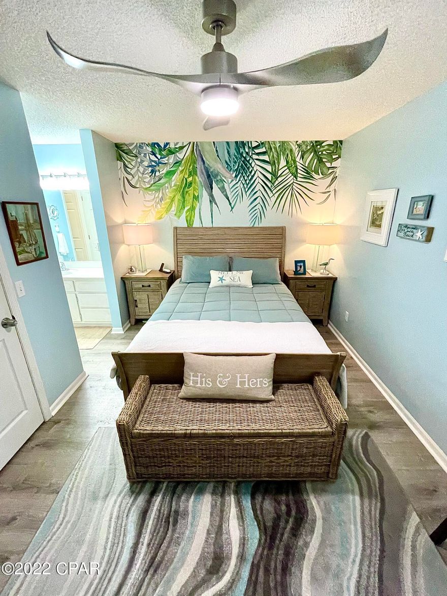 Newly updated condo with desirable furnishings, appliances and fixtures and only a 5-minute walk to the beach! This lovely 1/1.5 condo unit with 2 built in bunk beds is perfect for a beach getaway or vacation rental investment. This unit comes with beautiful and well maintained, indoor and outdoor furnishings with a few personal item exclusions. In this unit you will find, new furniture bought in 2020 and 2021, newly painted and added architectural detail along the entryway, living room and bar walls, new quartz counter tops installed in 2021 along with a new kitchen double sink and faucet, kitchen backsplash installed along with multicolored LED lighting above kitchen cabinets, all new appliances purchased in 2021- including a double refrigerator, new LPV flooring with no carpet to be found! This unit also comes with a private patio that has great furniture, storage and a shower set up to clean off sand and chlorine accumulated while playing with your family at the beach!  

Horizon South is a well-established community with many amenities including 4 pools, tennis courts, shuffleboard, mini golf, exercise room, a basketball court, plus deeded beach access to the Gulf of Mexico, something for the entire family. Beach access is only a short walk away and the pool is only a few steps from this unit! This condo is conveniently located close to shopping, dining and all the entertainment that Pier Park has to offer as well as the Frank Brown sport complex.