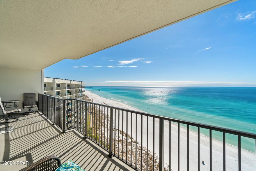 Own your piece of gulf-front paradise in Panama City Beach. Relax at the end of the day on the balcony of your fully furnished 2 bedroom, 2 bath condo located on the top floor. Wake up to gorgeous views from the primary bedroom that also has balcony access. This condo can be enjoyed as a primary residence, second home or an income producing vacation rental property. This condo is located in an established complex on the popular East end of the beach in close proximity to many local eateries, water sports activities and just minutes to the stunning St. Andrews State Park, as well as the new Publix Sports Park boasting many amenities. On-site security and a resort style pool and barbecue grill area for making memories at the beach.