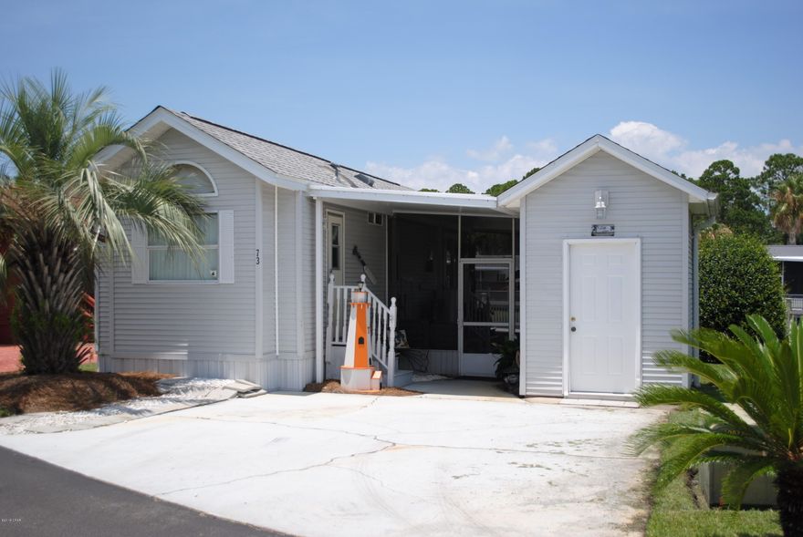 CURRENTLY UNDER CONTRACT, SELLER ACCEPTING BACKUP OFFERS - LAKEFRONT HOME with BEAUTIFUL VIEWS AVAILABLE at Emerald Pointe Resort. This one bedroom, one bath beauty comes complete with a Florida room OVERLOOKING the private lake and boardwalk. It has an open floor-plan, lots of storage inside, separate 7x9 storage building outside with work bench, new roof installed 7/19, and it's being sold FULLY FURNISHED and move in ready! This home would be an excellent primary residence, vacation home or rental property. Emerald Pointe is located in the heart of Panama City Beach close to restaurants, shopping, and the world's most beautiful beaches. It's is a golf cart friendly, gated community that offers a large clubhouse, exercise room, 2 pools (one heated seasonally), hot tub, private lake with boardwalk and shuffleboard courts. HOA Includes: Water, Sewer, Garbage, Cable TV, and Lawn Service. All information is approximate and should be verified by buyer if important.