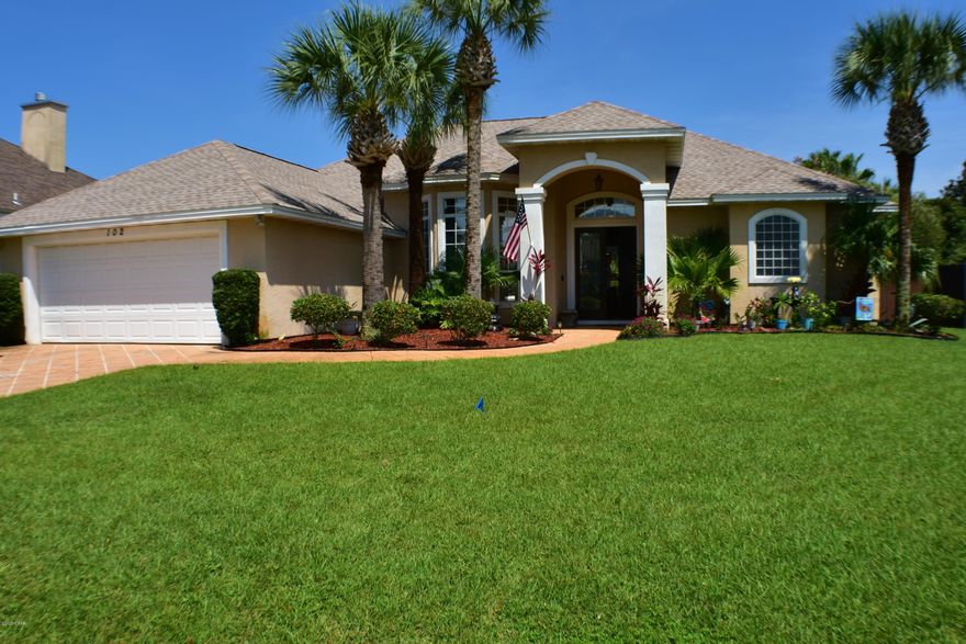 CURRENTLY UNDER CONTRACT, SELLER ACCEPTING BACKUP OFFERS.  New roof & stainless steel appliances for this 3BR/2BA Palm Bay home!  This home includes an in-ground pool, hot tub & a five-hole putting green in the privacy fenced backyard.  The home features a split-bedroom floor plan, crown molding, granite countertops in the kitchen, formal dining room, a jacuzzi tub in the master bath, & a fireplace.  There is a large covered lanai which you can access from both the kitchen & master bedroom that overlooks the saltwater chlorinated pool.  The  privacy fence is also new & the AC is only a couple of years old.  Palm Bay is a well-established neighborhood full of executive style homes & you're close to the Navy base, schools, shopping and the beach!  All info is approx & must be ver