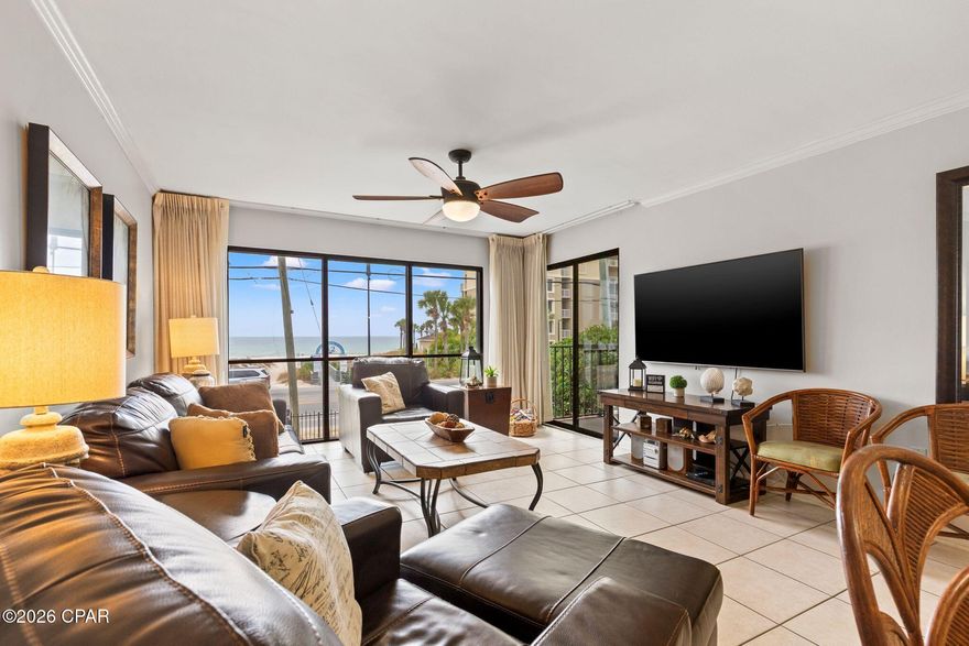 Welcome to Beach View Villa #3311, now offered for sale in the highly sought-after Edgewater Beach & Golf Resort. This gated, amenity-rich community features an impressive 11,000-square-foot lagoon-style pool, plus 10 additional heated pools, hot tubs, on-site restaurants and bars, a nine-hole golf course, tennis and pickleball courts, and more.
This fully furnished second-floor condo offers beautiful beach views from the living room, primary bedroom, and private balcony. Designed for both comfort and convenience, the villa provides the perfect balance of resort-style living with the privacy of a low-rise unit. Parking is located just outside the front door, and the condo is ideally positioned near one of the pools.
Beach access is quick and easy, either by a short walk across a two-lane street or via the complimentary tram service to the lagoon pool and beachfront. Just outside the gated entrance, you'll find restaurants, entertainment options, shopping, a liquor store, convenience store, and a bowling alley. The Bay County Pier is also just two blocks away. 
#3311 is a very desirable rental location. Seller generated $38,000 rental income in 2025 through VRBO.
Inside, the condo features a newly upgraded, fully equipped kitchen and a full-size washer and dryer, offering both comfort and practicality for full-time living or vacation stays. Owners and guests enjoy peace of mind with gated access, 24-hour security, and villa-front parking. The complex also includes EV charging stations and designated parking for RVs, boats, jet skis, and trailers. The resort is pet-friendly for owners, with a nearby dog park and dog beach just minutes away.
Whether you're searching for a primary residence, second home, or a strong rental investment. Beach View Villa #3311 is the perfect location to enjoy beach life to the fullest!