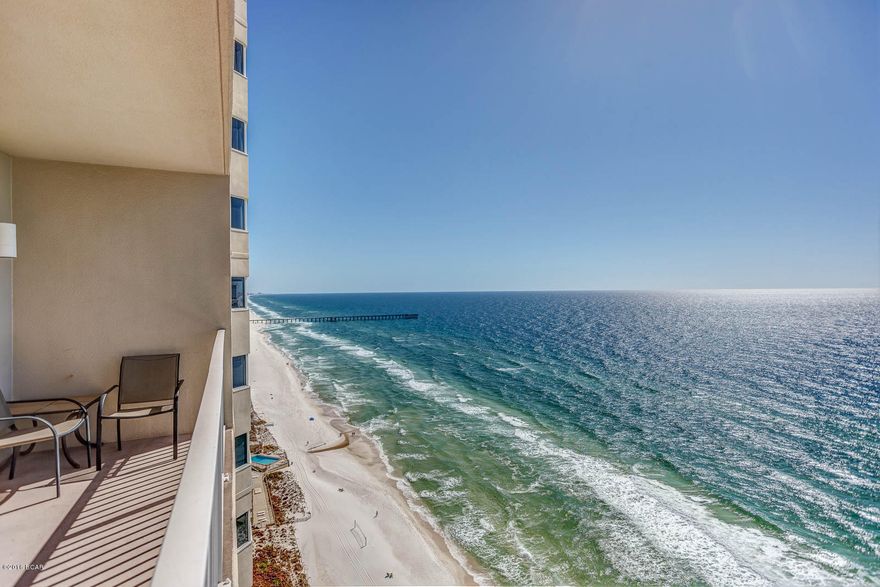 LOCATION, LOCATION, LOCATION!! Enjoy one of the resorts with the most amenities in all of Panama City Beach-TIDEWATER! Tidewater is a vacation rental dream with 2 outdoor pools, indoor pool, tiki bar, restaurant, steam/sauna, fitness room, full movie theater, convenience store, beach service, gift shop, covered garage parking and on site rental and assoc. mgt. Located just west of the nearby Pier Park Shopping Mall and all area dining and activities. Similar units gross 27k-30k in GRI. Unit 2203 is a nicely furnished 1br/2ba gulf front condo at this mega-beach resort. Stunningly excellent 180 degree panoramic views of the sparkling emerald green gulf waters and white sand beaches from sunup to sundown. Close to the east end of the building, unit 2203 offers 934 sf of pure comfort. This unit has a King bed in the Master suite, hall bunk area and a queen size sofa bed in the living area. Unit 2203 features ceramic tile and carpeting for a clean look and easy care maintenance. Kitchen offers granite counters and a full array of white appliances. Draperies and crown molding add to the elegant colors and decor. Two full bathrooms for your convenience. Great rental investment property with on-site rental desk. Unit 2203 at Tidewater is a MUST SEE!