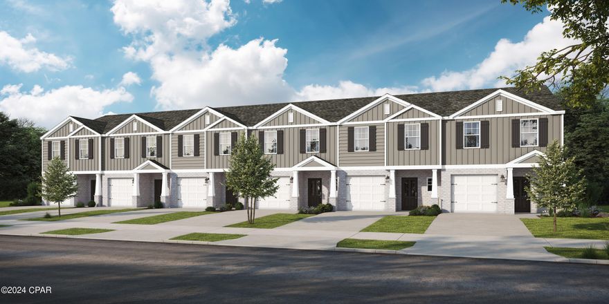 NEW construction opportunity awaits in this classy 3 bedroom, 2 ½ bath end unit townhome with its own one car garage. This unit has LVP throughout the entire home!! With clean lines and attention to detail, the Towne is sure to impress. You'll enjoy all Panama City has to offer with its white, sandy beaches, tourist attractions, shopping, and savory restaurants. Your new townhome provides the perfect work/life balance and is within miles of Tyndall Air Force Base. Whether you are a savvy investor or first-time home buyer, we know you'll enjoy the satisfaction and warranty that comes from owning a brand new home! Need a place for Fido? Take your pup to play in the community dog park and meet some neighbors while you're there. Call now for your tour!