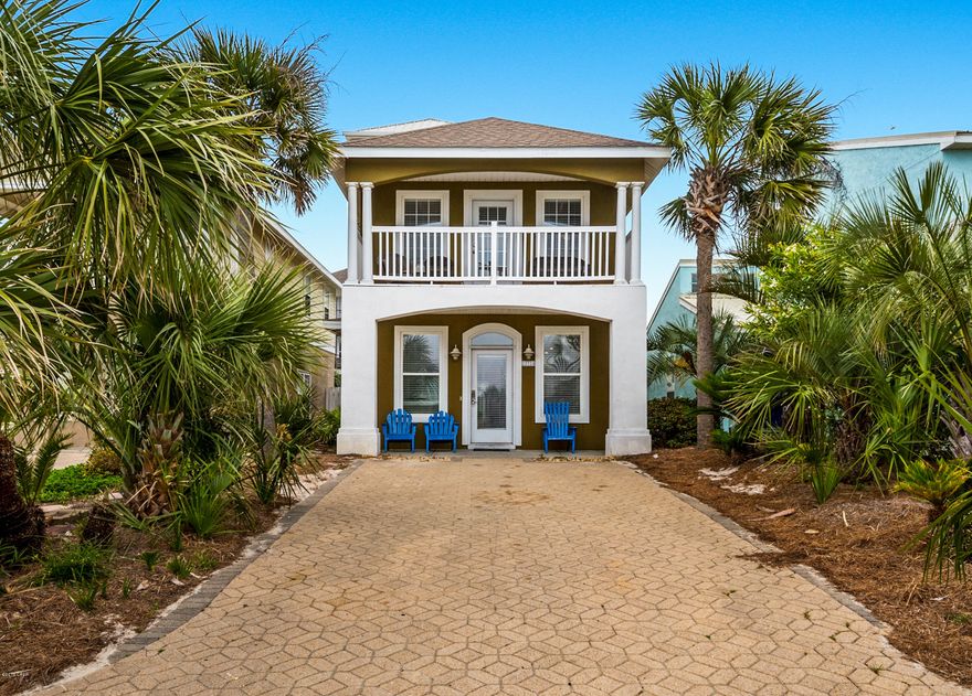Ideally located on Front Beach Road and less than 5 minutes away from Rosemary Beach and 30A, this home boasts unobstructed gulf views from both second and third floors.  This home features four bedrooms and three full bathrooms and is perfectly set up for vacation rental.  The interior features crown molding, fireplace, 9 foot ceilings, and more.