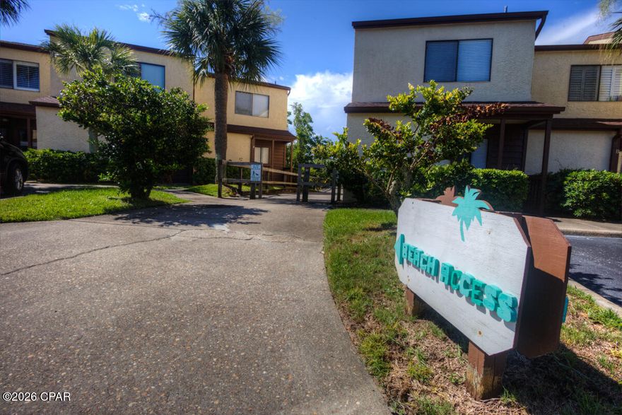 This Beachwalk townhome is very close to the community beach access. This has not been a rental unit. Short term rental are allowed. It comes fully furnished. No carpet to worry with. Kitchen has gas stove, stainless dishwasher a full bathroom on the first floor with a shower. Great for folks sleeping downstairs. Upstairs has a king bed in the primary that opens up to a private balcony. The upstairs bathroom has been updated with a jetted tub with a shower. Assigned parking spot with plenty of guest parking spots. Call your favorite Realtor for a showing today!