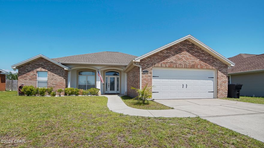 CURRENTLY UNDER CONTRACT, SELLER WILL CONSIDER BACKUP OFFERS Beautiful 3 bedroom/ 2 bathroom BRICK home with NO HOA situated in a cul-de-sac minutes from Tyndall AFB, restaurants, shopping and more!
Exterior showcases a covered front porch, fresh landscaping, gutters, sidewalks, fenced backyard, screened back patio, and a open wood deck.
This open concept floor plan features tile flooring throughout all common areas, crown molding, and recessed lighting. Off the entryway sits a formal dining area open to a spacious living room featuring a tiled fireplace. Kitchen features a kitchen island/breakfast bar, eat-in dining area, tile backsplash, stainless steel appliances, and pantry.  With a split floor plan secondary bedrooms featuring luxury vinyl plank flooring and full guest bathroom featuring tub/shower combo sit off the dining/living room; While the laundry room and master bedroom sit off the kitchen. Master bedroom and en suite feature tray ceiling, luxury vinyl plank flooring, double vanity's, tiled shower, and walk-in closet. 
Home backs up to an easement with retention pond. 
Call to schedule your private showing today! All Measurements approx. buyer to verify if important.