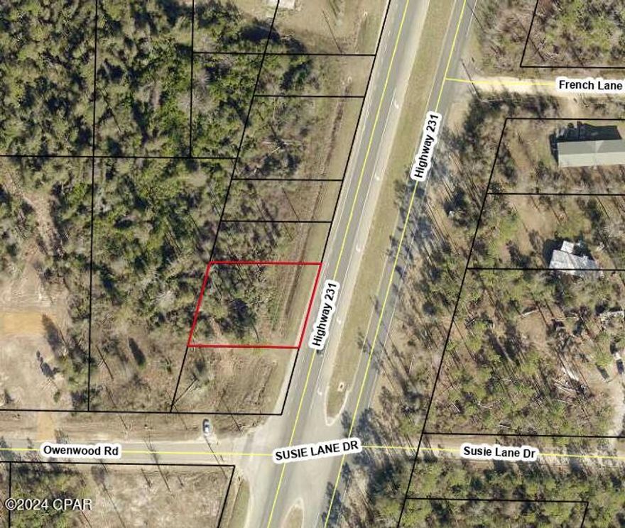 TWO LOTS, Right on Hwy 231 in Fountain.  OWNER FINANCING AVAILABLE WITH $5,000 DOWN.   7.5% interest, 30 year amortization with a 5 year balloon.  Payment of $139.14/mo.  Flood Zone X (no flood insurance required).  Zoned AG-1
