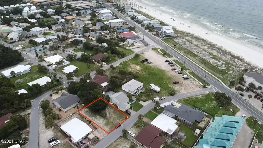 WELCOME TO PARADISE! How does walking 3± minutes to the pearl white beach access sound? This is your opportunity to build the home you have been dreaming of. The lot is 59± ft x 102± ft and conveniently situated between Pier Park and 30-A. City of PCB water & sewer available to the site. Seller has no knowledge of the lot as it was acquired through foreclosure.