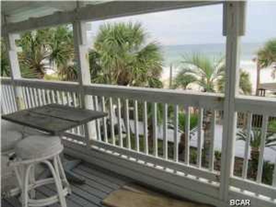 FURNISHED - upstairs Gulf Front 2 Bedroom, 1 Bath unit features balcony overlooking the pool and Gulf. Open living area. Shared Laundry with downstairs unit. Lawn and Pool service included. NO PETS>