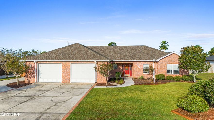 CURRENTLY UNDER CONTRACT, SELLER WILL CONSIDER BACKUP OFFERS Discover the perfect blend of comfort, convenience, and community at 1406 New Jersey Avenue! This thoughtfully updated 4-bed, 3-bath brick home sits on a 100' x 150' lot in a golf-cart-friendly, no-HOA community, putting you minutes from schools, parks, playgrounds, sports complexes, and the iconic Leslie Porter Park boat ramp on North Bay. Step inside to an inviting layout designed for real life. An open living area with 11-ft tray ceilings, crown molding, and a natural gas fireplace sets the tone for cozy nights and family gatherings. The home features brand-new premium LVP flooring, fresh paint, and a true split floor plan that includes two ensuite bedrooms, perfect for multigenerational living, teens, guests, or extended family. The kitchen offers a clean, functional design with white cabinetry and easy flow into the formal dining room, which opens directly onto the large screened-in patio, fully rescreened in 2021. This outdoor living space overlooks a fully fenced, landscaped backyard offering plenty of room for pets, gardening, or future improvements like a pool or workshop. The spacious primary suite features a walk-in closet and a completely renovated bathroom with a custom-tiled walk-in shower, dual vanities, and modern finishes. A second ensuite bedroom also enjoys a newly remodeled bathroom with its own custom tile shower. Secondary bedrooms include large closets and ceiling fans, keeping the home comfortable year-round. The property also has many major upgrades to ensure peace of mind for years to come: 2024 high-efficiency 4-ton, 18-SEER HVAC system with new ductwork & smart thermostat, 2018 architectural roof, 2015 Hybrid electric water heater, A oversized 780+ sq ft two-car garage, ideal for storage, hobbies, or a workshop, an Irrigation system and the property is connected to city utilities. Located minutes from Cain Griffin Park, the Lynn Haven Sports Complex, A.L. Kinsaul Park, dog parks, splash pads, Publix, Walmart, restaurants, and local shops, this home offers the best of Lynn Haven living. This beautifully updated home is truly a must see, schedule your showing today!