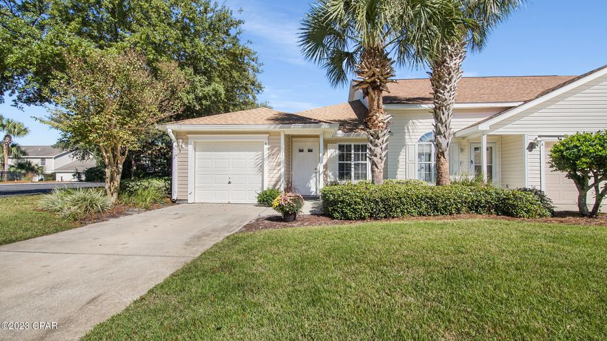 Nice end unit townhome located in the Palmetto Trace Subdivision right across the street from Pier Park in Panama City Beach. This unit features 2 nice size bedrooms (primary bedroom has attached full bathroom), spacious living room, dining area and two full bathrooms. You'll love the open floor plan and space in this townhome. Townhome comes equipped with a full size washer and dryer. Enjoy the nice back patio and grass area for your pets. The townhome is pet friendly with a deposit and you'll love the close proximity to the community pool. Freshly painted on the inside, new backsplash in the kitchen and laminate flooring throughout. Come live the maintenance free lifestyle in PCB!