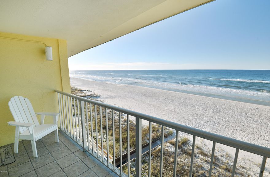 Back on the market after completion of updating! Great gulf front studio with fantastic gulf views! New stainless appliances, new ceiling fan, new window treatments,  new wood laminate and tile flooring. Recently renovated and updated, including ceiling and kitchen.  Freshly painted, new decor, new ceiling, & granite countertops. Great rental, perfect for investment property or vacation getaway. New Adirondack chairs on balcony. In addition to its perfect location directly on the beautiful beaches of Panama City Beach, it is also located directly across the street from Gulf World, & close to Pier Park. All dimensions to be verified by buyer. Please not that the HOA fee listed includes $308.00 for a special assessment, which will be paid off in 3 years, reducing the fee by that amount.