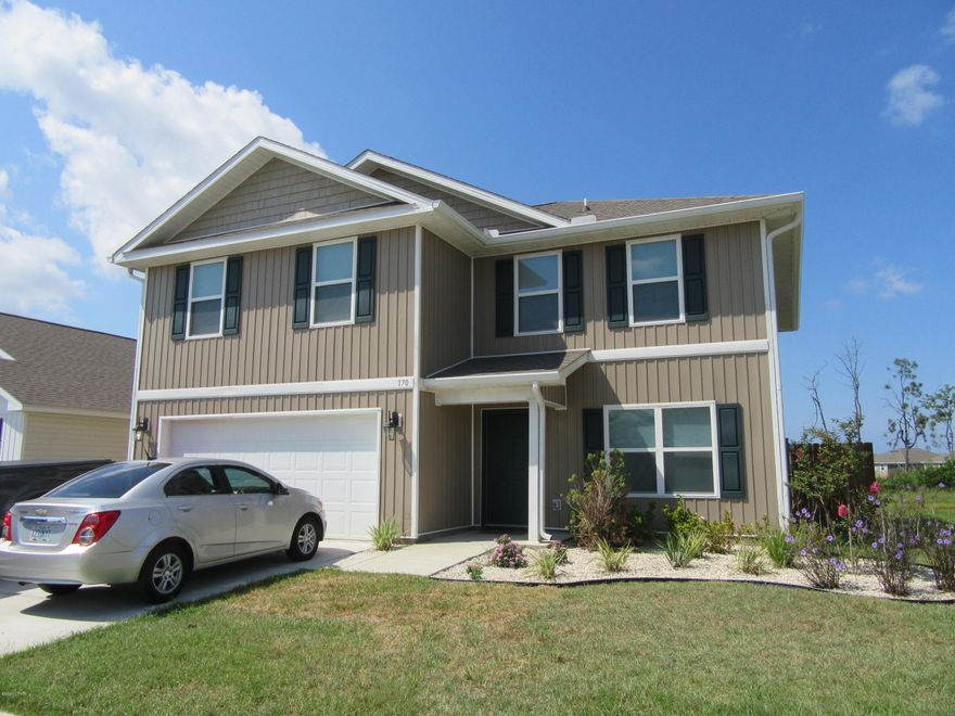 Beautiful 5 bedroom 2.5 bath 2 story plan has an expansive great room lengthwise from the eat-in kitchen area. Kitchen hosts an island and 3 appliances & oversized pantry! Master suite is found upstairs w/ a spacious bath and double vanity sink, soak tub, and a separate shower. Walkin closets. Bridge Harbor is a natural and secluded setting, yet within close proximity to shopping, dining, Only 15-20 minutes to Tyndall. All property sizes and ages are approximate, please measure and/or verify if important. School assignments are subject to change, please check with Bay County for most accurate information. Deposit is the same as one month's rent. Pets allowed with owner approval and a $250.00 NON-REFUNDABLE pet fee applies per pet.