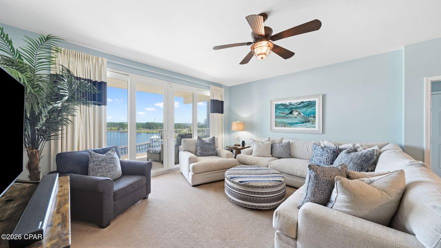 Beautiful 3/3 with bunks on a lake with a dancing fountain. LTW is a multi unit condominium building with both residential and commercial units. Once on-site you will never have to leave the complex with an ice cream/candy store, En Cahoots a quaint breakfast nook, The Wharf, a seafood buffet restaurant, Juan Taco a fabulous Tex Mex restaurant, The Bun Lab, Hairology, a hair salon, and 810 Bowling and Billiards a family fun experience. The unit is beautifully furnished with a coastal flair. It has never been rented and in excellent condition. Whether looking for a primary residence, vacation rental or second home look no further than Laketown Wharf.