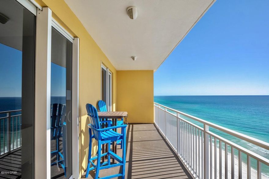 We love this unit at Sterling Reef! This unit has an open floor plan with a split bedroom floor plan. This unit is beautifully furnished, has a Gulf Front master suite that opens to the balcony, tile flooring throughout ( no carpet) and gorgeous Gulf views from the kitchen/living/master bedroom and of course the large balcony. Sterling reef has some of the lowest HOA fees on the Gulf (510 a month) and yet has the perfect amount of amenities that include a Gulf front heated Pool, Fitness Center, Activity Center, and 4th level sky terrace with grilling area. It also has onsite parking. The location of Sterling Reef is brilliant! It is located next to the Mb Miller county Pier. It is also only a few minutes from Pier Park which has wonderful entertainment, shopping and restaurants.