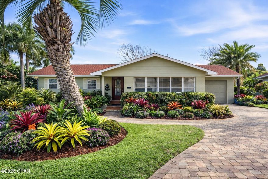 Santa Monica Beach is one of the most coveted neighborhoods in Panama City Beach for good reason, the POA owns the incredible 1,250 feet of sugar white beach in front of the neighborhood, giving residents a 4.3 acre private oasis. While other families are clamoring for beach space, the next owner of 126 Buena Vista Ave is only 350' from tranquility. Relax and listen to the waves crash on your private beach. Once you've had your fill of sun and fun on the beach, you can enjoy your charming beach home just 4 houses back from Front Beach Rd with Gulf views from the sunroom. Built in 1972 and lovingly cared for there's approximately 2,000 SF of living space with 3 bedrooms, 2 baths and 2 large entertaining spaces, the living room and sunroom in the front with views of the beach and a new family room in the back with hurricane rated windows. A huge bonus is the new roof and new septic system with drain field installed in front so the back is open for a pool. The single car garage is perfect for storing all of your beach necessities or it could be converted into an awesome bedroom with en suite. Located on the West end of Panama City Beach you're close to Pier Park and all of the amenities and in the opposite direction, the upscale shopping and dining of 30A!