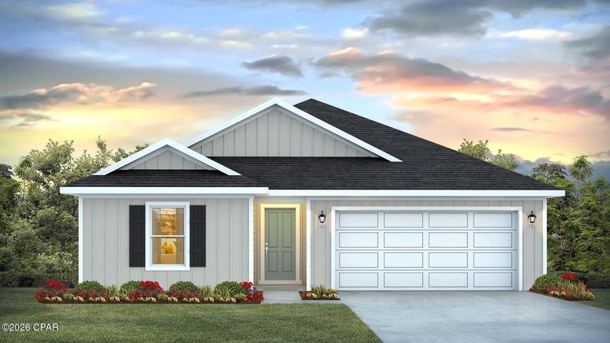 This home is under construction and is situated on just over ¼ acre lot. This exceptional home will have 5 bedrooms and 3 full bathrooms. As you enter the Lakeside floorplan you will find a bright foyer with two bedrooms and a shared bath just off the front entry. As you enter the large open living space there is a dining area and laundry room as well as a small hall leading to two more bedrooms and a full bathroom. The kitchen has a center island and is open to the living area allowing for easy meal prep and clean up. The primary bedroom is located at the back of the home with a nice-sized bathroom that has a shower, dual sink vanity and large closet.   
Beautiful interior features of this home include granite countertops in the kitchen and bathrooms as well as EVP flooring throughout the common living areas and carpet in each bedroom. The kitchen comes equipped with white cabinetry, a pantry for storage and appliances including a stove, microwave and dishwasher.   
   
The exterior of this home will have vinyl siding, 30-year dimensional shingles with a manufacturer's warranty and lighting at the garage, front entry and back patio. The lawn has been professionally landscaped with a flower bed along the entry walkway and sodded lawn. If you are looking for the perfect place to call home, visit Sunny Hills and request a tour of this amazing home.