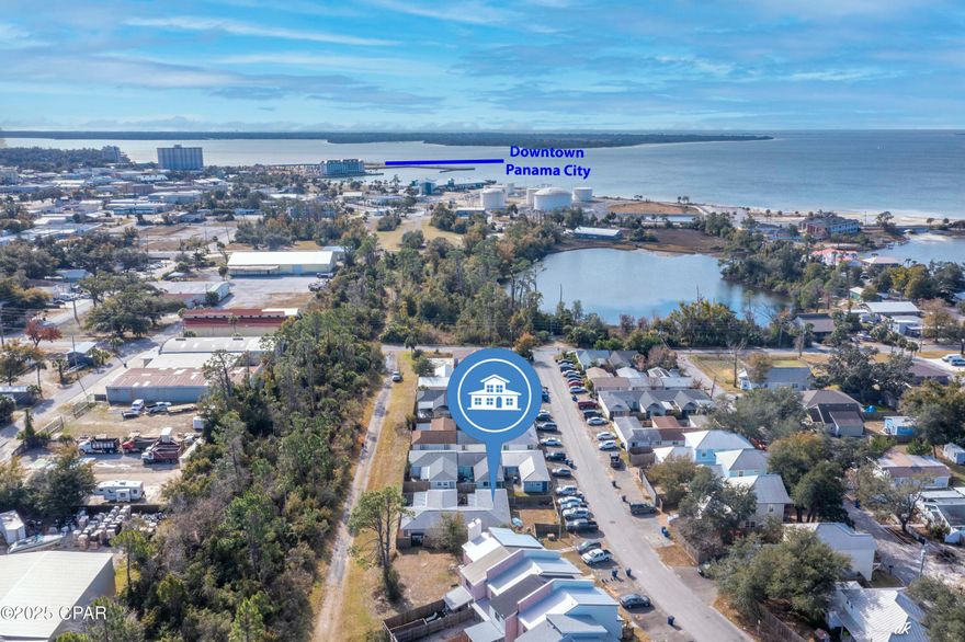 'CURRENTLY UNDER CONTRACT, SELLER WILL CONSIDER BACKUP OFFERS' Location, Location, Location! This 2 BR|2 BA townhome is located just three minutes to Downtown Panama City, and six minutes to St. Andrews! It's one and half blocks to Beach Drive and beautiful St. Andrews Bay. Large, fenced yard, unique to this townhome. Potential to build a second unit on the land with water/sewer and power available. There is private courtyard area partially covered with French door access from the living room. Great rental investment or first-time home! Simple updates would make this an unbeatable place to utilize as a short-term rental. Consistent long term rental income utilization today. The expansive master bedroom is large enough for a king bedroom suite or set up with two queen/full beds. Master ensuite bathroom with tub/shower combo. The guest bedroom has access door to the fenced yard. Additional full bathroom with tub/shower combo in the hallway. Inside laundry with washer/dryer hookup. Kitchen is spacious with plenty of cabinet and counter space, and includes a refrigerator, stove/oven, and dishwasher. This is a must-see townhome centrally located to the revitalized Downtown Panama City! *Buyer to verify all details and measurements.