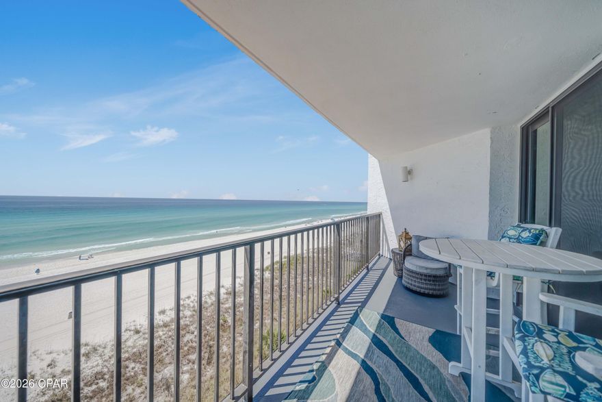 Wow - JUST LIKE NEW! Come  see this gorgeous updated 3 bedroom coastal condo with amazing gulf views in Panama City Beach! This condo is located in the highly desirable 6th floor and west building in Aquavista Condos. Open the door and fall in love with the spacious open floor plan, and wall to wall windows with one of the best views in all of Panama City Beach!  Seller has just replaced all of the slider doors and windows with impact glass.  Upgrades include ship lap walls and ceilings, vinyl plank flooring, new furniture inside and out, leather granite countertops in the kitchen, newer appliances, beautiful backsplash, 2 new walk-in showers, marble and quartz countertops in bathrooms and more!  Aquavista Condos is a gated community with convenient covered parking under the building, gulf front pool, hot tub and a fabulous owners lounge. This low-density condo complex features 4 elevators so no waiting for elevators.  You also have a huge stretch of white sand to spread out and relax on your deeded beach - you never have to worry about where to put your chair at the beach at Aquavista!  This community is ideally located near to Pier Park, and the west end and close to popular Inlet Beach and 30A. Call today to make this your next full-time home, second home or vacation rental!