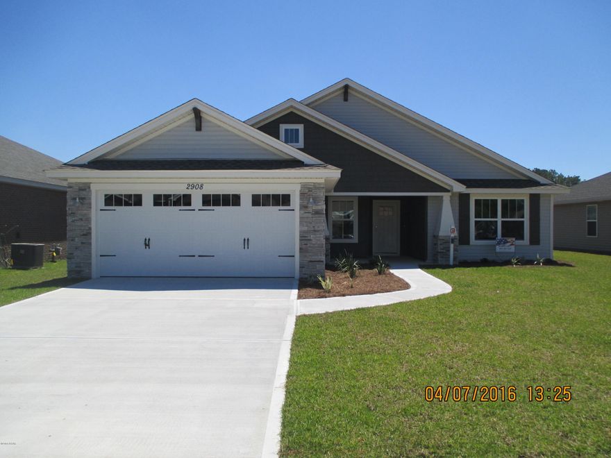 Brand new construction in Cedar's Crossing. This 4 bedroom 2 bath Craftsman style home is close to being complete.  The kitchen features custom cabinets, granite counter tops, stainless appliances and pantry. The dining area flows from the kitchen to the open great room. The master bedroom is split from the other bedrooms and features a large walk-in closets. The other bedrooms are spacious with large closets. The floor plan also has 1 bedroom all by itself which is perfect for a mother in law or guest room. There is  covered back patio, 2-car garage and sprinkler system. Cedar's Crossing is a great subdivision with nice homes and is centrally located and close to Tyndall Air Force Base and only minutes to the beach.