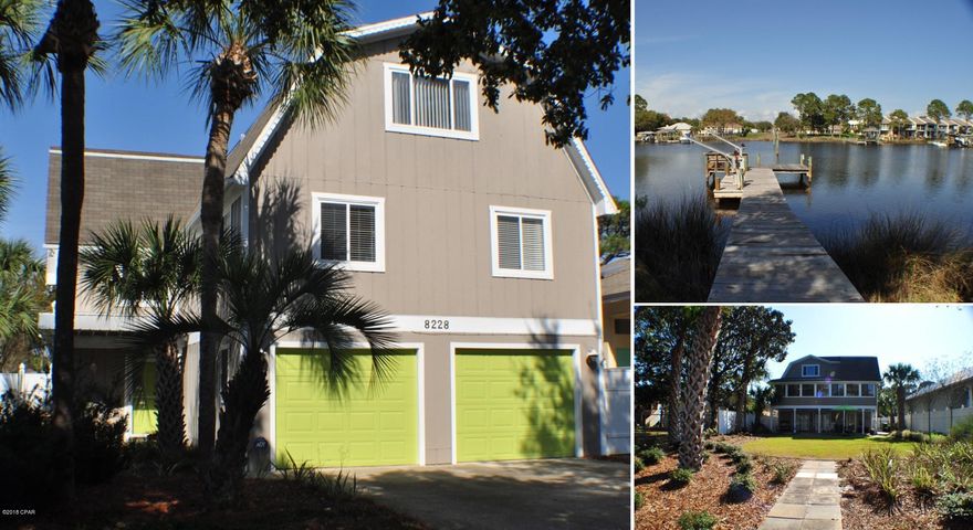 This home is a boat owners dream!  Located on Grand Lagoon with a dock and bay and gulf access. You'll love the water view from the bank of windows in the sun room.  The 4BR/3BA home has been updated in recent years with hardwood floors, granite counter tops in the kitchen and butlers pantry along with stainless steel appliances and new cabinets, and two of the baths have been remodeled.  There are built-in shelves in the sun room and tons of closet space throughout the home and attic storage accessed through closets in the top floor bedrooms.  The first floor has a full bath/laundry room and lots of space for a game/party room; two sliding glass doors open to the large covered patio overlooking the backyard and lagoon for an amazing entertainment setup!  There's even room for a pool! The home has all new siding and paint and the dock includes davits and room for mooring a large boat.  Additional features include a two car garage and an extra parking pad off the driveway, 10 new windows, ADT security system, the backyard is fenced and the 3-tab roof was replaced 7 years ago.  This spectacular waterfront home is ideal for boat and water lovers!  All info is approx. and must be verified by Buyers if important.