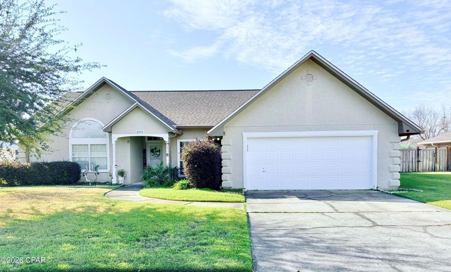 Beautifully maintained 4-bedroom, 2-bath single-family home located in the desirable Northshore area of Panama City. This home features a well-designed split-bedroom floor plan filled with natural light and versatile living areas ideal for everyday living and entertaining.

Step inside to a spacious and inviting great room featuring high ceilings, a cozy fireplace and flows seamlessly into a bright sunroom, providing the perfect space to relax year-round while overlooking the private backyard - perfect for relaxing or hosting guests. The adjacent kitchen includes a breakfast bar, ample cabinetry, and a bay-window eat-in area, while a separate formal dining room offers an inviting setting for gatherings and special occasions.

The private primary master suite serves as a peaceful retreat with abundant natural light, sliding glass doors leading to a serene outdoor patio, a generous walk-in closet, double vanities, and a walk-in shower. Three additional generously sized bedrooms and a second full bathroom provide plenty of space for family, guests, or a home office.

Situated on a large lot with mature landscaping, this home offers excellent curb appeal and outdoor enjoyment. Conveniently located near shopping, dining, schools, parks, and just a short drive to Panama City beaches, this property combines comfort, functionality, and location.

Don't miss the opportunity to make this inviting Northshore home your own!