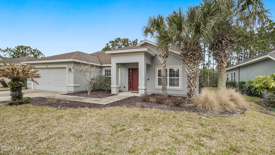 Currently under contract. Accepting backup offers. Immaculate 4 bedroom with a separate office is now available and ready for a new family! This home has a wonderful open floor plan. Large tiled entry as you come in the front door. Kitchen and breakfast area are to the left. Formal living or dining area and office to the right. The kitchen is very spacious and open to the great room, lots of Corian counter space and beautiful dark wood cabinets. Tile throughout except for the bedrooms that are carpeted. The master bedroom is large as well as the bathroom with double vanities, corner garden tub and separate shower. His and hers closets. The other 3 bedrooms are good size and share a full bathroom. This home is within walking distance to Pier Park and Frank Brown Park. Short drive to great restaurants and the beach. The builder for this home was David Weekly. The lot backs up to preservation land - so no neighbors behind you, allowing you to enjoy your peaceful screened in patio. The master bathroom has tile to match the shower above the tub that the seller is leaving for buyer. A paint allowance is an option with acceptable offer. Make your appointment to see this amazing home before it's gone!