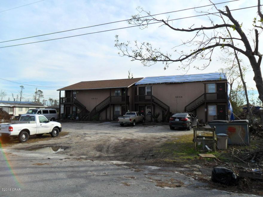 TWO QUADRIPLEXES (TWO SEPARATE PARCEL ID'S) AT ONE GREAT  PRICE. EACH UNIT HAS 1 LR/1KIT/1BA. THESE UNITS ARE KIND OF LIKE THE  ''THE GOOD, THE BAD AND THE UGLY''!!! FOUR UNITS IN ONE BUILDING VERY LIVABLE AND OCCUPIED; FOUR UNITS IN OTHER BUILDING NEED  VARYING AMOUNTS OF REPAIR. ONE  QUAD VERY SLIGHTLY DAMAGED FROM HURRICANE - ALREADY REPAIRED WITH NEW ROOF. THE OTHER QUAD HAS MAJOR DAMAGE. (SEE THE PICTURES.)  BOTH UNITS TO BE SOLD TOGETHER-SELLER WILL NOT SPLIT. GREAT CHANCE FOR INVESTOR/LANDLORD. BEFORE HURRICANE ALL UNITS ENJOYED LONG TERM  FULL OCCUPANCY. VERY STABLE RECORD. ALL INFORMATION IS ESTIMATED AND  SUBJECT TO BUYER CONFIRMATION IF IMPORTANT.