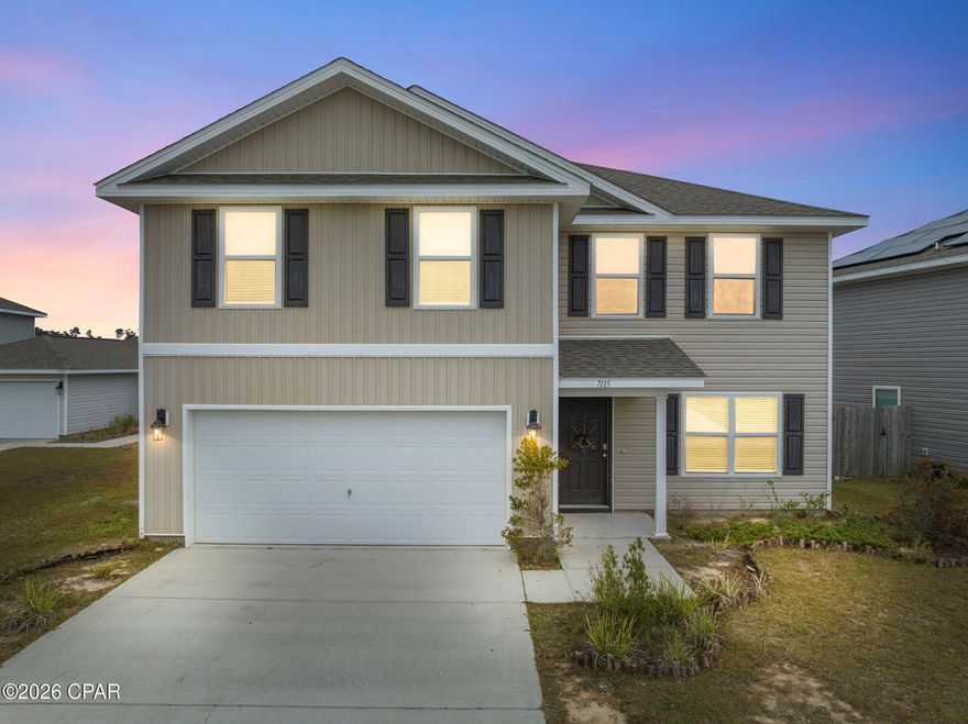 Coming Soon!  Discover WATERFRONT living on a CULDESAC for under $320,000! Conveniently located just 15 minutes to town, 25 minutes to the beach, 5 minutes to the new Publix and Starbucks, and only a short commute to Tyndall Air Force Base.  This beautiful home features solar panels and a spacious split floor plan with the main living areas conveniently located downstairs and four generously sized bedrooms upstairs. The oversized primary suite is truly impressive, featuring an expansive walk-in closet. The main level showcases a large kitchen with an island that seamlessly flows into the oversized living room—perfect for everyday living and entertaining. A versatile flex space adds even more value and can easily serve as a home office, formal dining area, or converted into an additional bedroom.  Step outside to a large, fully fenced backyard ideal for kids and pets, complete with an oversized gate and a lower rear fence designed to preserve stunning water views. This is one home you wont want to miss out on seeing!  All measurements are approximate and should be verified if important.