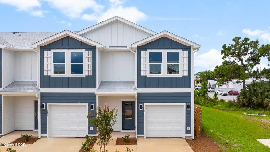 Welcome to Caballeros Estates at Hombre in stunning Panama City Beach. Live the Floridian life in style just a short walk away from white sandy beaches. This floorplan, The Palm, features 3 bedrooms, 2.5 bathrooms, and a 1-car garage with a widened driveway allowing 2 vehicles to fit side by side. All bedrooms are located on the second floor, leaving the first floor for entertainment and relaxation. The stunning kitchen is completed by Ivory painted Shaker Style cabinets, granite countertops, a center island with a single basin undermount sink, and Whirlpool kitchen appliances which include a stove, microwave, and dishwasher.