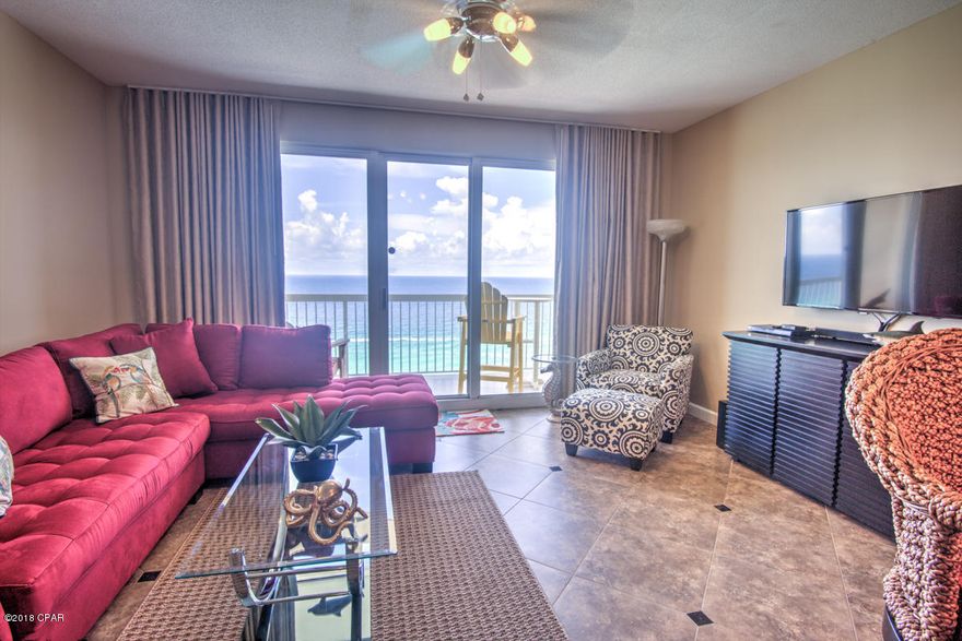What I like about this 1BR + 2BA condo at  the incredibly popular Seychelles Resort is that it is a NON-RENTAL, has NO CARPET, STAINLESS APPLIANCES, upgraded CEILING FANS and LIGHTING FIXTURES and has been re-painted and remodeled through-out.  Plus, ELECTRICITY is included in your low HOA fees!

Click Virtual Drone Tour!

The diagonally laid tile flooring is spectacular, furnishings add some great coastal colors to this pristine condo. And, it has some great balcony bar height chairs and table that are composite and will last forever so that you can enjoy those awesome views of the Gulf of Mexico. Great 2nd home or outstanding rental property located next door to the iconic Schooner's restaurant and within walking distance of St. Andrews State Park and Captain Anderson's. What I like about this 1BR + 2BA condo at  the incredibly popular Seychelles Resort is that it is a NON-RENTAL, has NO CARPET, STAINLESS APPLIANCES, upgraded CEILING FANS and LIGHTING FIXTURES and has been re-painted and remodeled through-out. Plus, ELECTRICITY is included in your low HOA fees!
Click on Virtual/Drone Tour!
The diagonally laid tile flooring is spectacular, furnishings add some great coastal colors to this pristine condo. And, it has some great balcony bar height chairs and table that are composite and will last forever so that you can enjoy those awesome views of the Gulf of Mexico. Great 2nd home or outstanding rental property located next door to the iconic Schooner's restaurant and within walking distance of St. Andrews State Park and Captain Anderson's. Seychelles Resort provides you with a fully-equipped fitness center, game room and heated gulf front pool complete with hot tubs and lush tropical landscaping. It is fully gated with covered parking. Again, HOA fees include your ELECTRICITY!
All information contained herein is believed to be true and accurate however buyer assumes complete responsibility of verification of all information.
Also, outdoor owner closets (4ft x 11ft) are available to be leased by the year for $500.